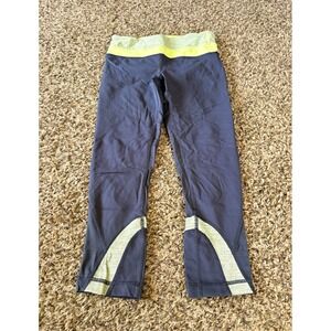 Lululemon Run Inspire Crop II Cropped Leggings Gray Green Size 4 Pull On